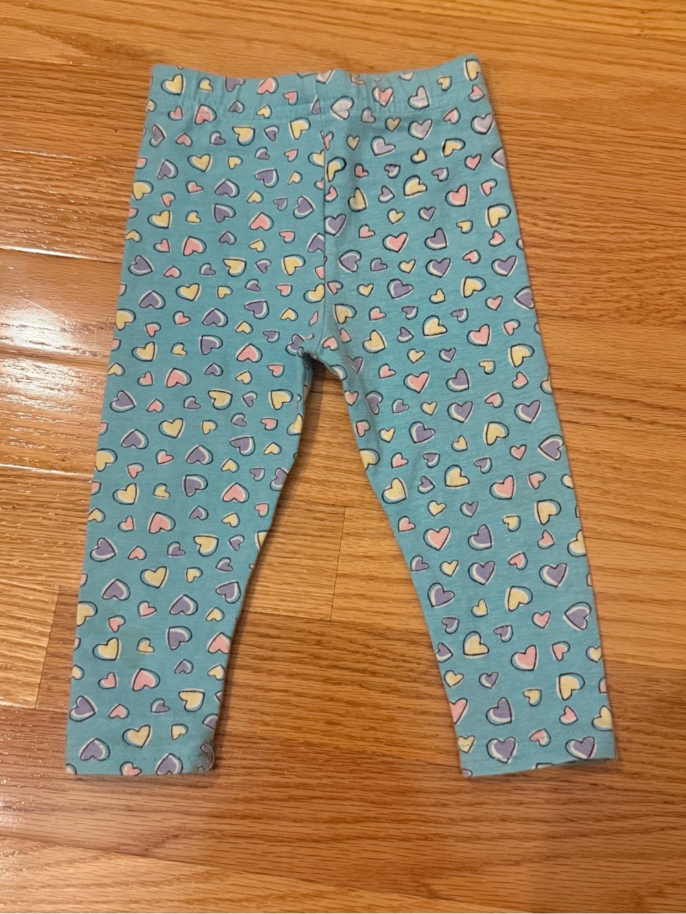 90’s Vintage Aqua Heart-Print Stretch Leggings